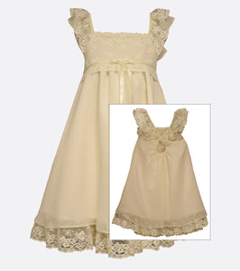 Bonnie Jean Ivory Lace Flutter Sleeve  Flower Girl Dress 